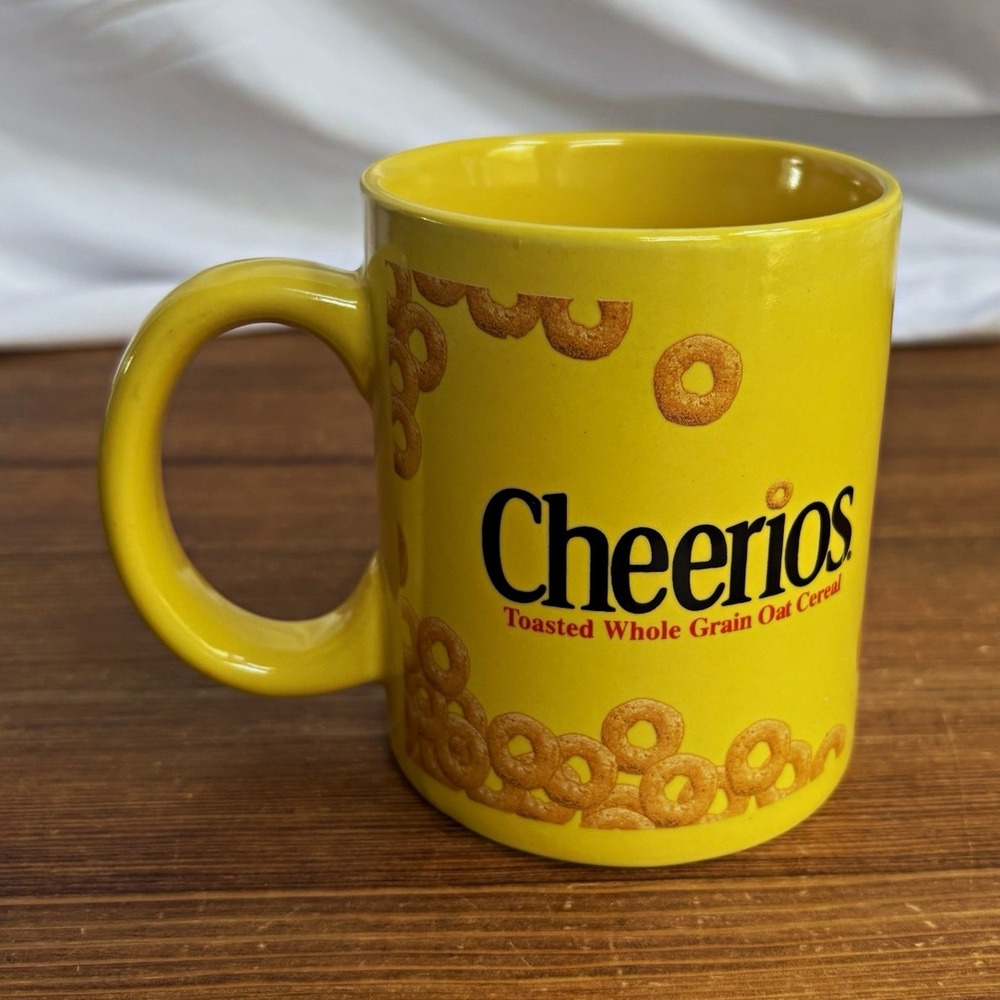 2002 General Mills Cheerios Yellow Ceramic Cereal Theme Mug